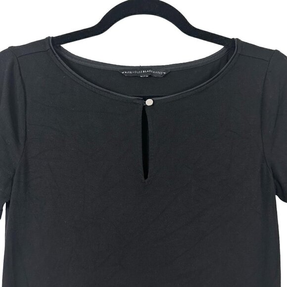 WHBM Stretchy T-shirt Knit Minimal Classic Little Black Dress Ruffle Hem - Picture 8 of 11